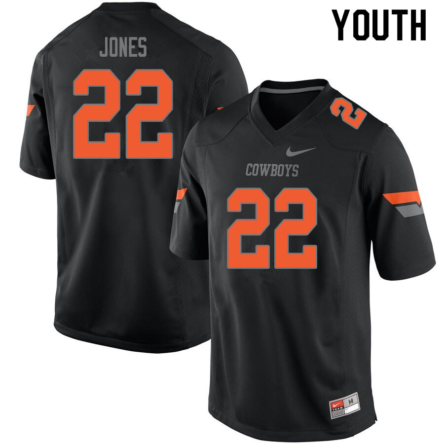 Youth #22 Demarco Jones Oklahoma State Cowboys College Football Jerseys Sale-Black - Click Image to Close